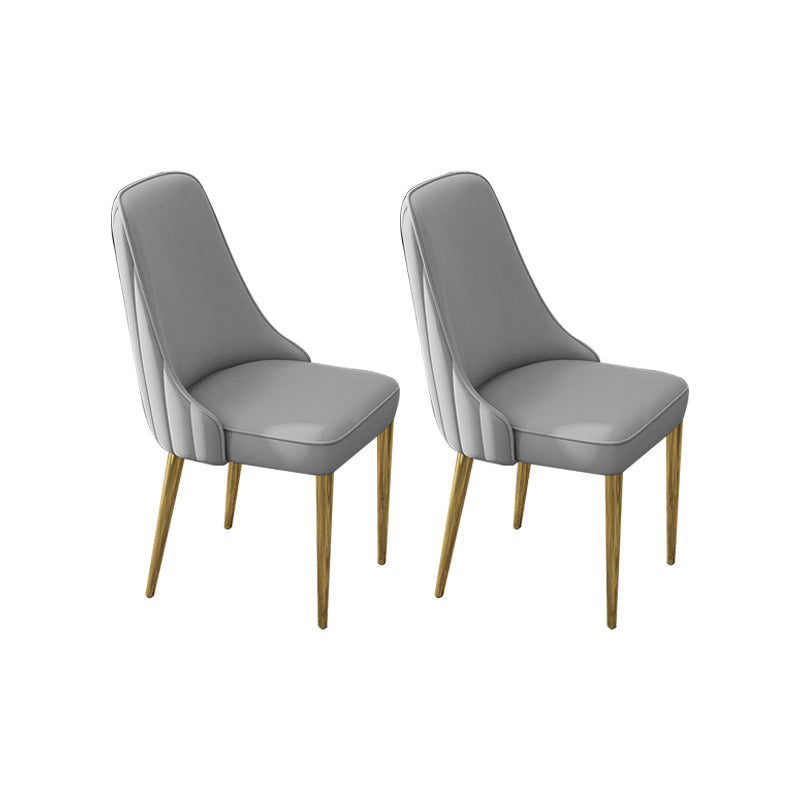 Glam Style Side Chair PU Leather Dining Chair for Living Room Light Gray 2 Piece Set Clearhalo 'Dining Chairs' 'Dining Tables & Seating' 'dining_chair' 'furn' 'furn_dining_chair' 'Furniture' 'Kitchen & Dining Furniture' 6987100