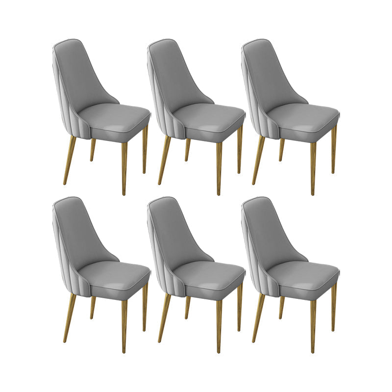 Glam Style Side Chair PU Leather Dining Chair for Living Room Light Gray 6 Piece Set Clearhalo 'Dining Chairs' 'Dining Tables & Seating' 'dining_chair' 'furn' 'furn_dining_chair' 'Furniture' 'Kitchen & Dining Furniture' 6987104