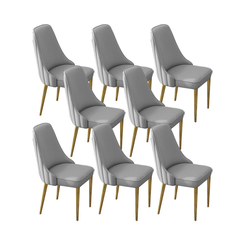 Glam Style Side Chair PU Leather Dining Chair for Living Room Light Gray 8 Piece Set Clearhalo 'Dining Chairs' 'Dining Tables & Seating' 'dining_chair' 'furn' 'furn_dining_chair' 'Furniture' 'Kitchen & Dining Furniture' 6987107