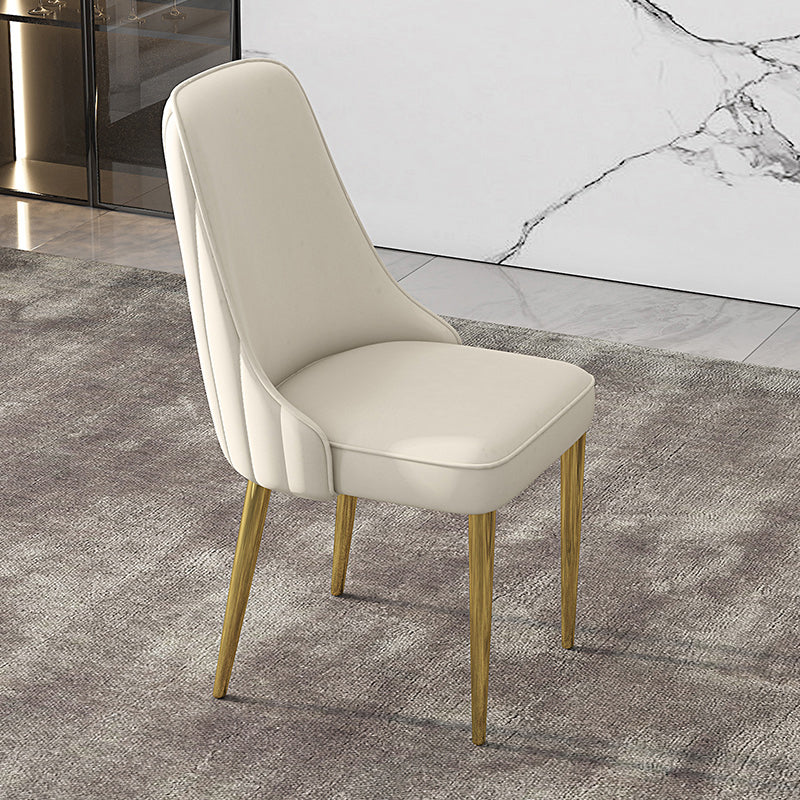 Glam Style Side Chair PU Leather Dining Chair for Living Room Off-White 1 Piece Clearhalo 'Dining Chairs' 'Dining Tables & Seating' 'dining_chair' 'furn' 'furn_dining_chair' 'Furniture' 'Kitchen & Dining Furniture' 6987108