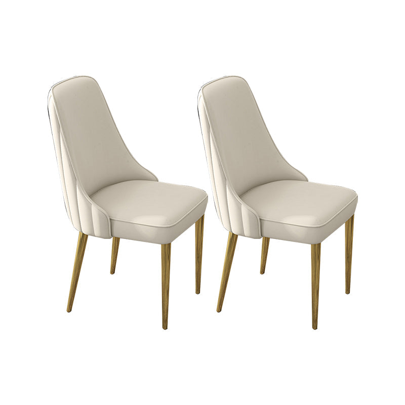 Glam Style Side Chair PU Leather Dining Chair for Living Room Off-White 2 Piece Set Clearhalo 'Dining Chairs' 'Dining Tables & Seating' 'dining_chair' 'furn' 'furn_dining_chair' 'Furniture' 'Kitchen & Dining Furniture' 6987111