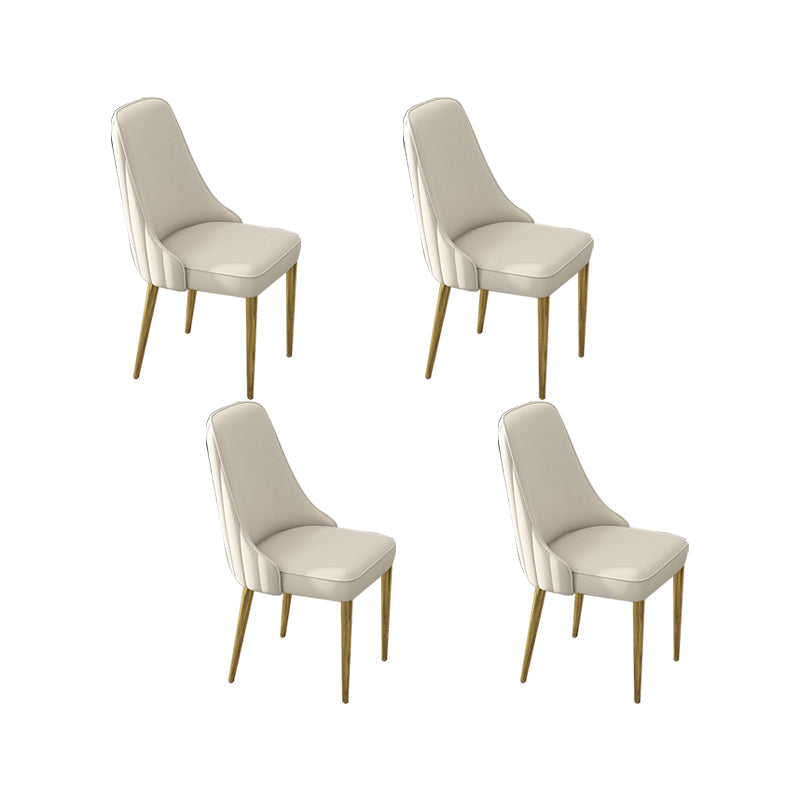 Glam Style Side Chair PU Leather Dining Chair for Living Room Off-White 4 Piece Set Clearhalo 'Dining Chairs' 'Dining Tables & Seating' 'dining_chair' 'furn' 'furn_dining_chair' 'Furniture' 'Kitchen & Dining Furniture' 6987113