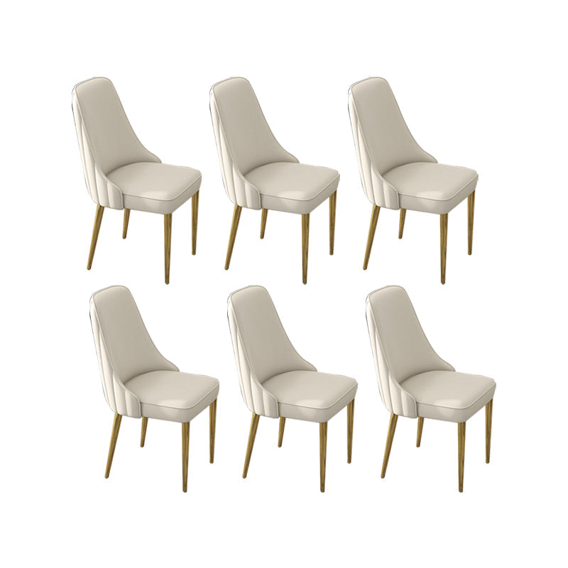 Glam Style Side Chair PU Leather Dining Chair for Living Room Off-White 6 Piece Set Clearhalo 'Dining Chairs' 'Dining Tables & Seating' 'dining_chair' 'furn' 'furn_dining_chair' 'Furniture' 'Kitchen & Dining Furniture' 6987114