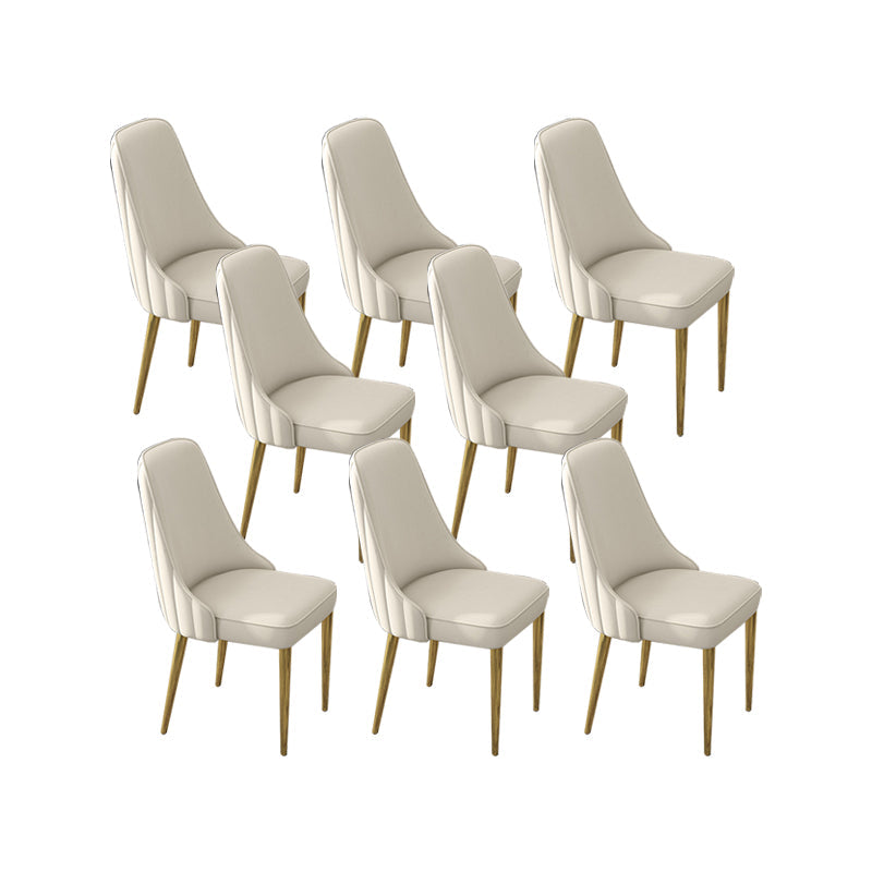 Glam Style Side Chair PU Leather Dining Chair for Living Room Off-White 8 Piece Set Clearhalo 'Dining Chairs' 'Dining Tables & Seating' 'dining_chair' 'furn' 'furn_dining_chair' 'Furniture' 'Kitchen & Dining Furniture' 6987116