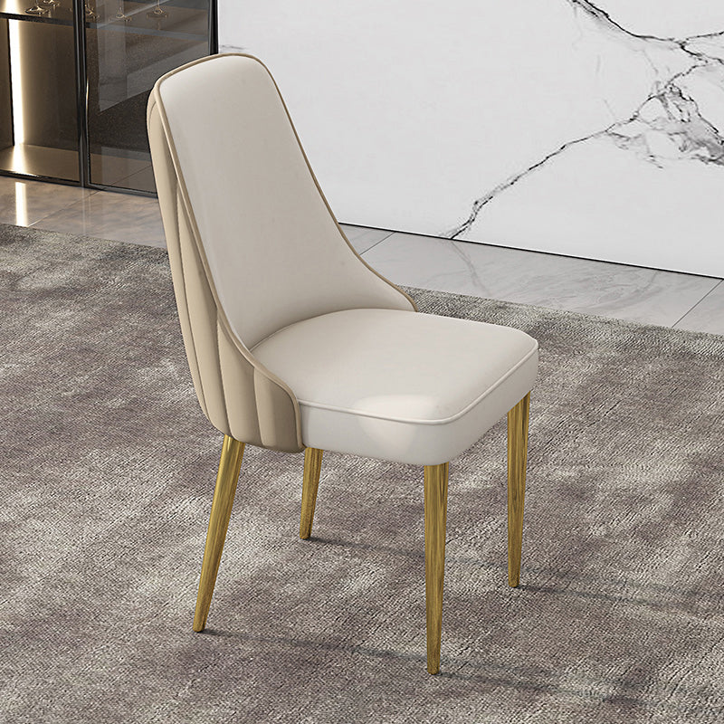 Glam Style Side Chair PU Leather Dining Chair for Living Room Gold-White 1 Piece Clearhalo 'Dining Chairs' 'Dining Tables & Seating' 'dining_chair' 'furn' 'furn_dining_chair' 'Furniture' 'Kitchen & Dining Furniture' 6987118