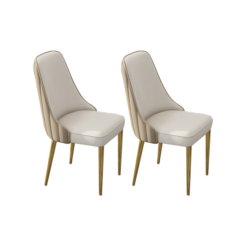 Glam Style Side Chair PU Leather Dining Chair for Living Room Gold-White 2 Piece Set Clearhalo 'Dining Chairs' 'Dining Tables & Seating' 'dining_chair' 'furn' 'furn_dining_chair' 'Furniture' 'Kitchen & Dining Furniture' 6987119