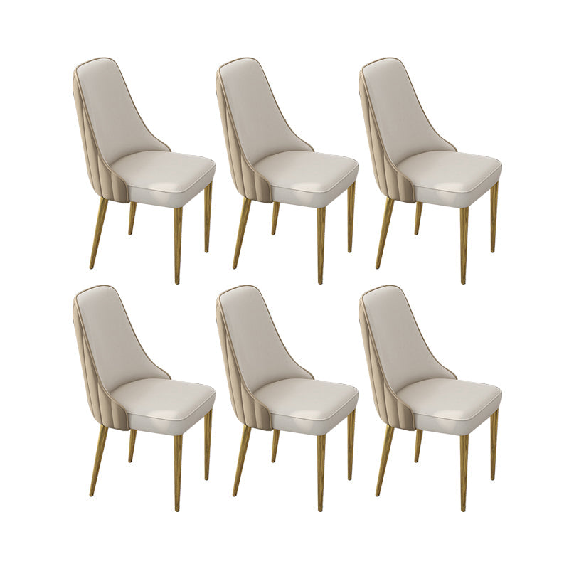 Glam Style Side Chair PU Leather Dining Chair for Living Room Gold-White 6 Piece Set Clearhalo 'Dining Chairs' 'Dining Tables & Seating' 'dining_chair' 'furn' 'furn_dining_chair' 'Furniture' 'Kitchen & Dining Furniture' 6987121