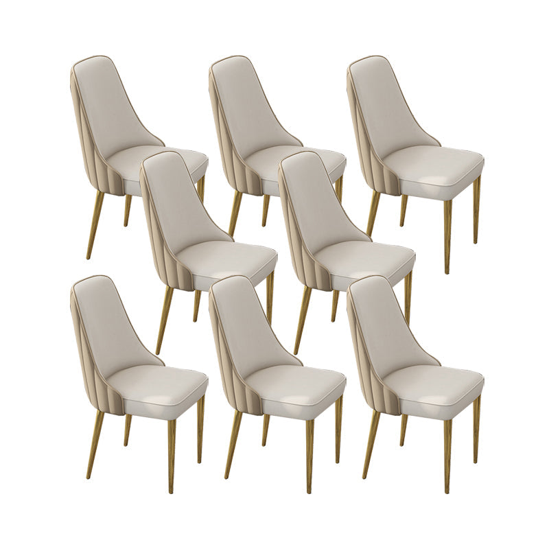 Glam Style Side Chair PU Leather Dining Chair for Living Room Gold-White 8 Piece Set Clearhalo 'Dining Chairs' 'Dining Tables & Seating' 'dining_chair' 'furn' 'furn_dining_chair' 'Furniture' 'Kitchen & Dining Furniture' 6987122