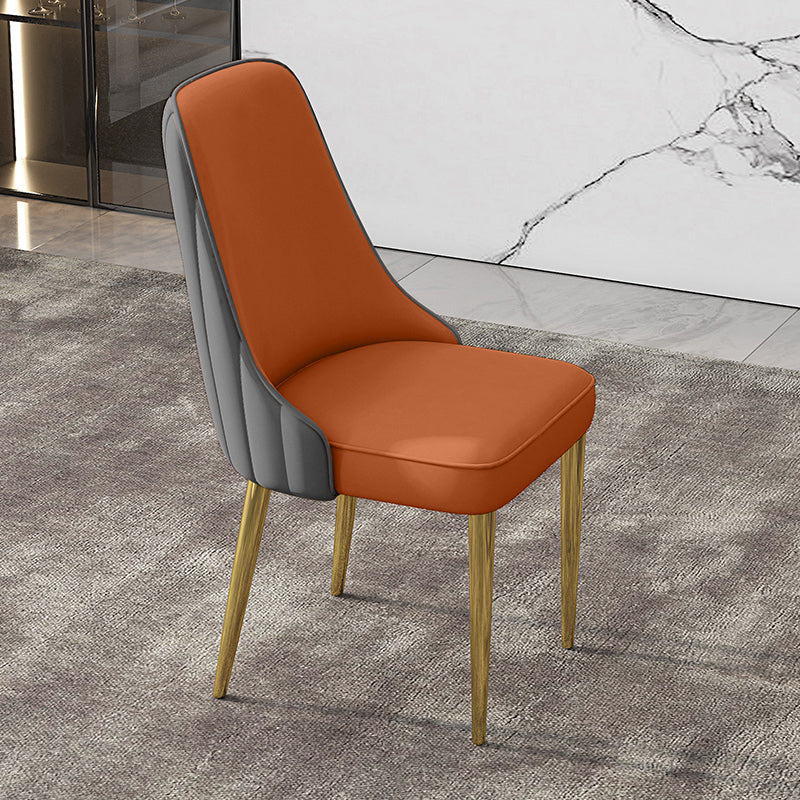 Glam Style Side Chair PU Leather Dining Chair for Living Room Gray-Orange 1 Piece Clearhalo 'Dining Chairs' 'Dining Tables & Seating' 'dining_chair' 'furn' 'furn_dining_chair' 'Furniture' 'Kitchen & Dining Furniture' 6987123