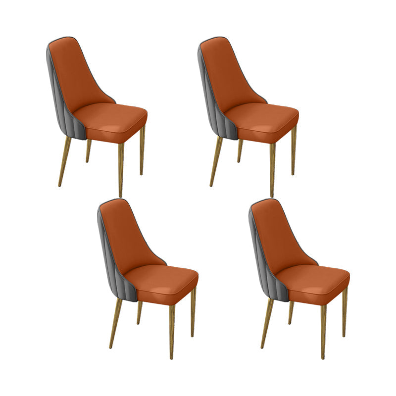 Glam Style Side Chair PU Leather Dining Chair for Living Room Gray-Orange 4 Piece Set Clearhalo 'Dining Chairs' 'Dining Tables & Seating' 'dining_chair' 'furn' 'furn_dining_chair' 'Furniture' 'Kitchen & Dining Furniture' 6987125