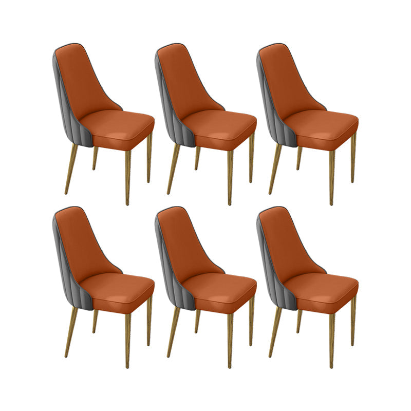 Glam Style Side Chair PU Leather Dining Chair for Living Room Gray-Orange 6 Piece Set Clearhalo 'Dining Chairs' 'Dining Tables & Seating' 'dining_chair' 'furn' 'furn_dining_chair' 'Furniture' 'Kitchen & Dining Furniture' 6987126