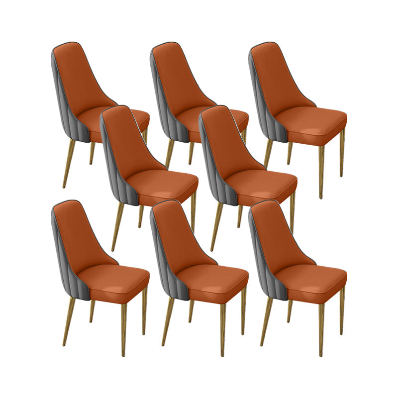 Glam Style Side Chair PU Leather Dining Chair for Living Room Gray-Orange 8 Piece Set Clearhalo 'Dining Chairs' 'Dining Tables & Seating' 'dining_chair' 'furn' 'furn_dining_chair' 'Furniture' 'Kitchen & Dining Furniture' 6987127