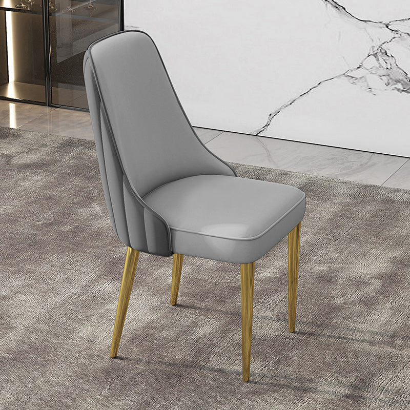 Glam Style Side Chair PU Leather Dining Chair for Living Room Dark Grey Light Grey 1 Piece Clearhalo 'Dining Chairs' 'Dining Tables & Seating' 'dining_chair' 'furn' 'furn_dining_chair' 'Furniture' 'Kitchen & Dining Furniture' 6987133