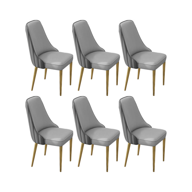 Glam Style Side Chair PU Leather Dining Chair for Living Room Dark Grey Light Grey 6 Piece Set Clearhalo 'Dining Chairs' 'Dining Tables & Seating' 'dining_chair' 'furn' 'furn_dining_chair' 'Furniture' 'Kitchen & Dining Furniture' 6987136