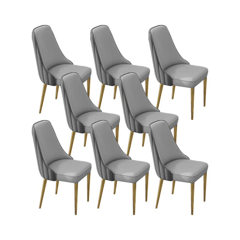 Glam Style Side Chair PU Leather Dining Chair for Living Room Dark Grey Light Grey 8 Piece Set Clearhalo 'Dining Chairs' 'Dining Tables & Seating' 'dining_chair' 'furn' 'furn_dining_chair' 'Furniture' 'Kitchen & Dining Furniture' 6987137