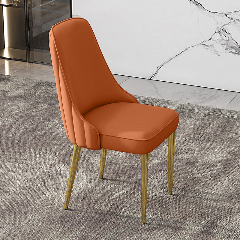 Glam Style Side Chair PU Leather Dining Chair for Living Room Orange 1 Piece Clearhalo 'Dining Chairs' 'Dining Tables & Seating' 'dining_chair' 'furn' 'furn_dining_chair' 'Furniture' 'Kitchen & Dining Furniture' 6987138