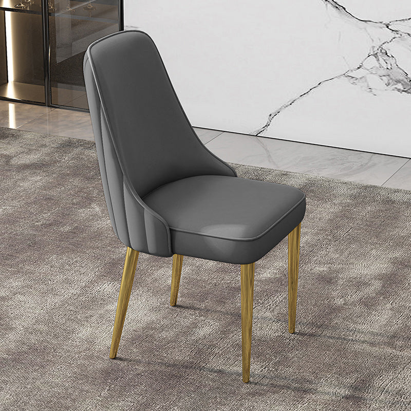 Glam Style Side Chair PU Leather Dining Chair for Living Room Grey 1 Piece Clearhalo 'Dining Chairs' 'Dining Tables & Seating' 'dining_chair' 'furn' 'furn_dining_chair' 'Furniture' 'Kitchen & Dining Furniture' 6987143