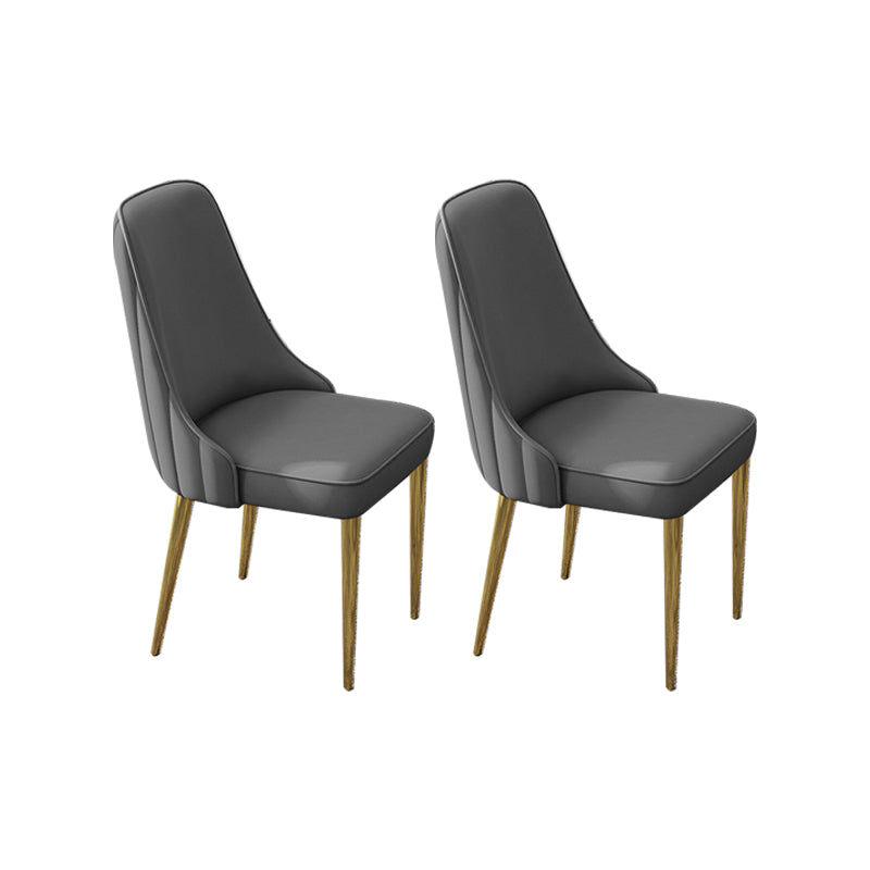 Glam Style Side Chair PU Leather Dining Chair for Living Room Grey 2 Piece Set Clearhalo 'Dining Chairs' 'Dining Tables & Seating' 'dining_chair' 'furn' 'furn_dining_chair' 'Furniture' 'Kitchen & Dining Furniture' 6987144