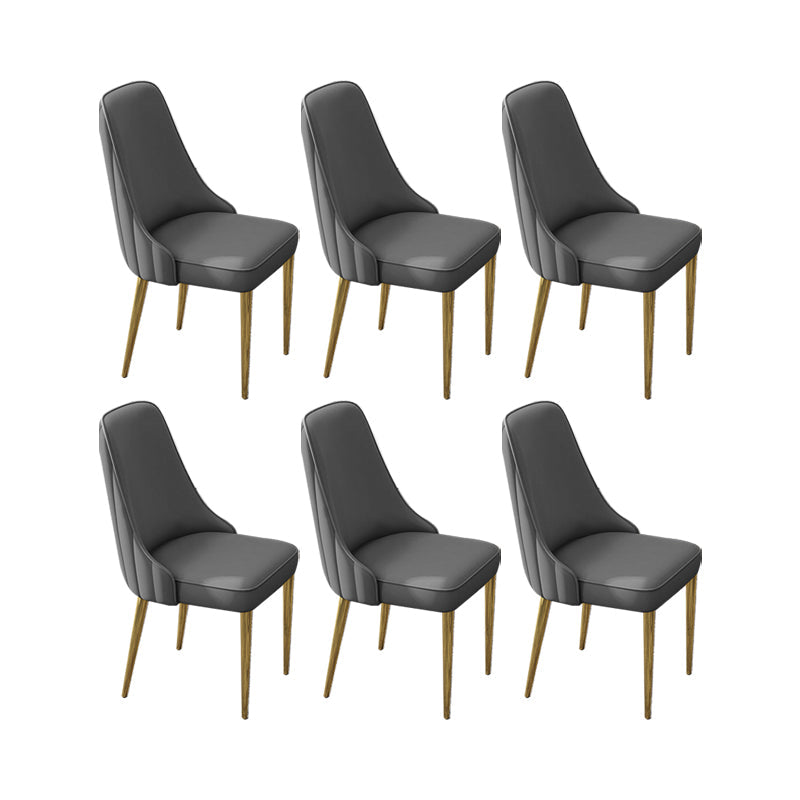 Glam Style Side Chair PU Leather Dining Chair for Living Room Grey 6 Piece Set Clearhalo 'Dining Chairs' 'Dining Tables & Seating' 'dining_chair' 'furn' 'furn_dining_chair' 'Furniture' 'Kitchen & Dining Furniture' 6987146