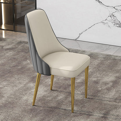 Glam Style Side Chair PU Leather Dining Chair for Living Room Gray-White 1 Piece Clearhalo 'Dining Chairs' 'Dining Tables & Seating' 'dining_chair' 'furn' 'furn_dining_chair' 'Furniture' 'Kitchen & Dining Furniture' 6987148