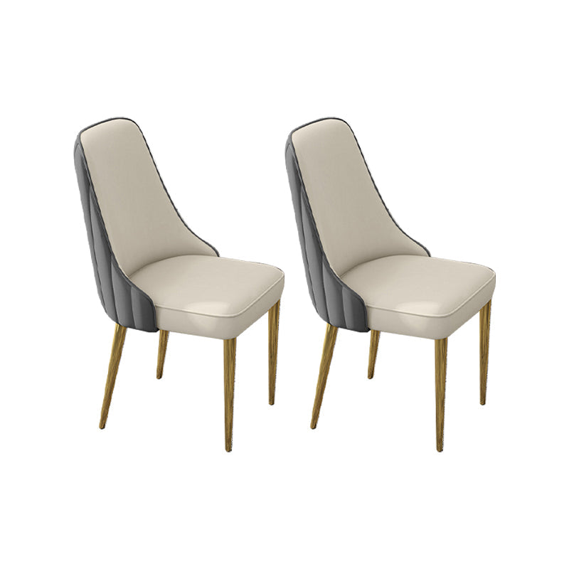 Glam Style Side Chair PU Leather Dining Chair for Living Room Gray-White 2 Piece Set Clearhalo 'Dining Chairs' 'Dining Tables & Seating' 'dining_chair' 'furn' 'furn_dining_chair' 'Furniture' 'Kitchen & Dining Furniture' 6987149