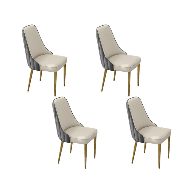 Glam Style Side Chair PU Leather Dining Chair for Living Room Gray-White 4 Piece Set Clearhalo 'Dining Chairs' 'Dining Tables & Seating' 'dining_chair' 'furn' 'furn_dining_chair' 'Furniture' 'Kitchen & Dining Furniture' 6987150