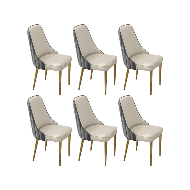 Glam Style Side Chair PU Leather Dining Chair for Living Room Gray-White 6 Piece Set Clearhalo 'Dining Chairs' 'Dining Tables & Seating' 'dining_chair' 'furn' 'furn_dining_chair' 'Furniture' 'Kitchen & Dining Furniture' 6987151