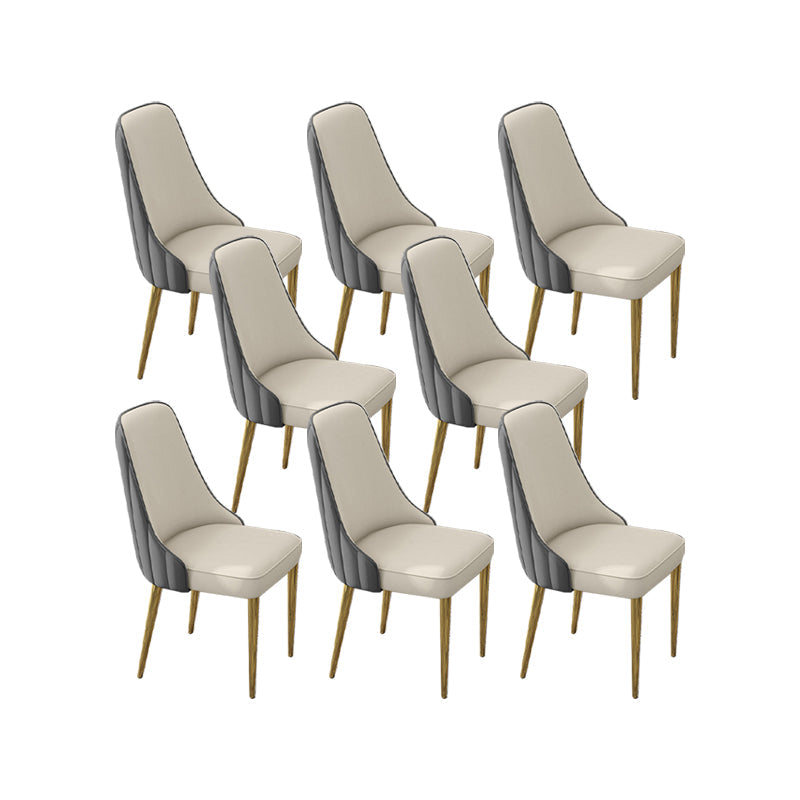 Glam Style Side Chair PU Leather Dining Chair for Living Room Gray-White 8 Piece Set Clearhalo 'Dining Chairs' 'Dining Tables & Seating' 'dining_chair' 'furn' 'furn_dining_chair' 'Furniture' 'Kitchen & Dining Furniture' 6987152