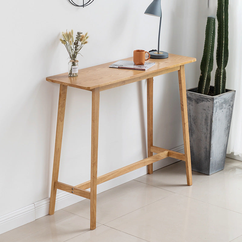 Rectangle Solid Wood Counter Height Table Modern Trestle Base in Brown and Natural Natural Without Chairs Clearhalo 'Bar Furniture' 'Bar Tables' 'bar_tables' 'furn' 'furn_bar_tables' 'Furniture' 'Kitchen & Dining Furniture' 6987165