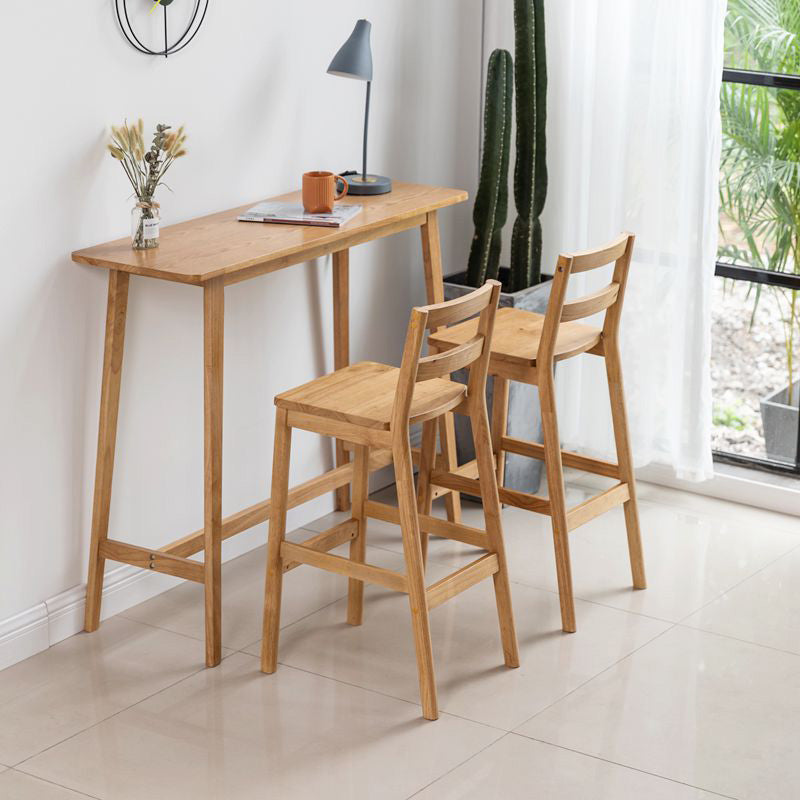 Rectangle Solid Wood Counter Height Table Modern Trestle Base in Brown and Natural Clearhalo 'Bar Furniture' 'Bar Tables' 'bar_tables' 'furn' 'furn_bar_tables' 'Furniture' 'Kitchen & Dining Furniture' 6987166