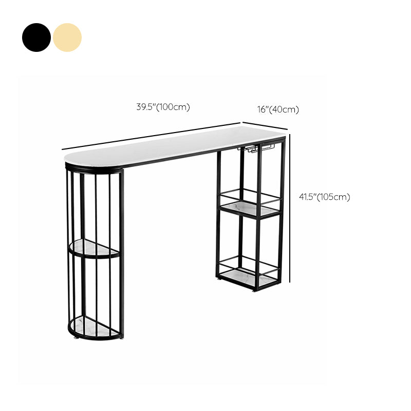 Freiform-Stehtisch mit Steinplatte, moderner Stehtisch mit Doppelsäule und Weinglashaltern