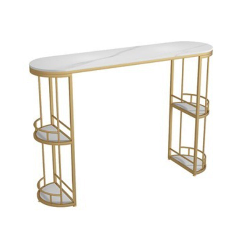 Double Storage Base Bar Dining Table Modern Oval Bar Dining Table Gold Without Chairs Clearhalo 'Bar Furniture' 'Bar Tables' 'bar_tables' 'furn' 'furn_bar_tables' 'Furniture' 'Kitchen & Dining Furniture' 6987214