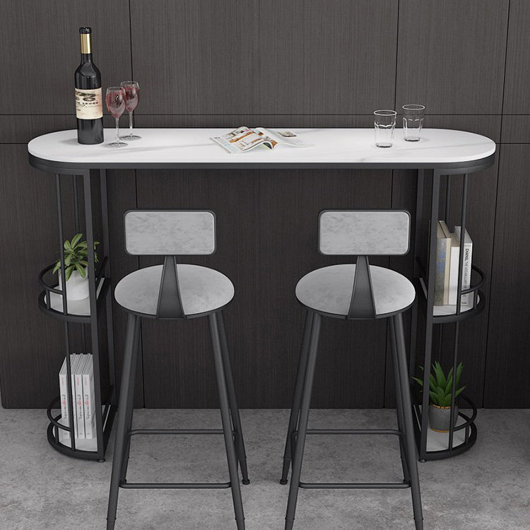 Double Storage Base Bar Dining Table Modern Oval Bar Dining Table Clearhalo 'Bar Furniture' 'Bar Tables' 'bar_tables' 'furn' 'furn_bar_tables' 'Furniture' 'Kitchen & Dining Furniture' 6987216