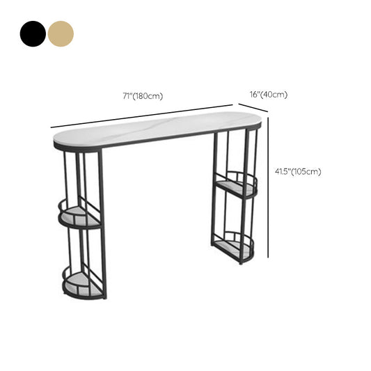 Double Storage Base Bar Dining Table Modern Oval Bar Dining Table Clearhalo 'Bar Furniture' 'Bar Tables' 'bar_tables' 'furn' 'furn_bar_tables' 'Furniture' 'Kitchen & Dining Furniture' 6987226