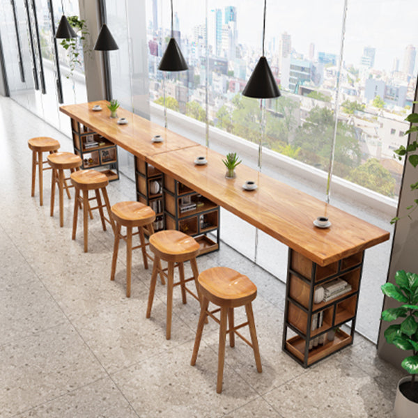 Rectangle Pine Solid Wood Bar Table Industrial Bar Table with Storage Base Clearhalo 'Bar Furniture' 'Bar Tables' 'bar_tables' 'furn' 'furn_bar_tables' 'Furniture' 'Kitchen & Dining Furniture' 6987250