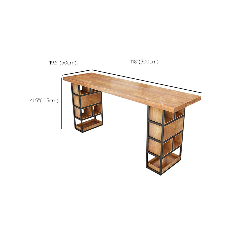 Rectangle Pine Solid Wood Bar Table Industrial Bar Table with Storage Base Clearhalo 'Bar Furniture' 'Bar Tables' 'bar_tables' 'furn' 'furn_bar_tables' 'Furniture' 'Kitchen & Dining Furniture' 6987259