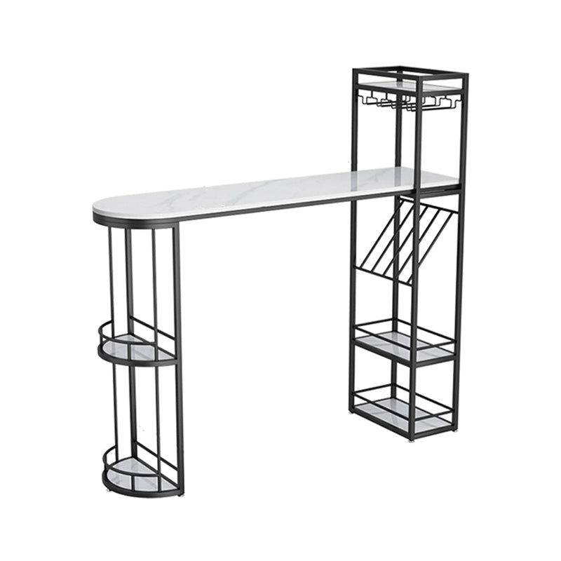 Bartisch mit Aufbewahrungsbasis aus Eisen, moderner Freiform-Bartisch mit Weinglashaltern