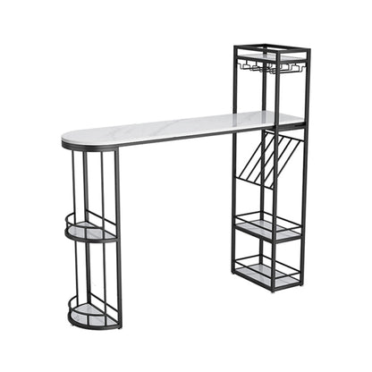 Bartisch mit Aufbewahrungsbasis aus Eisen, moderner Freiform-Bartisch mit Weinglashaltern