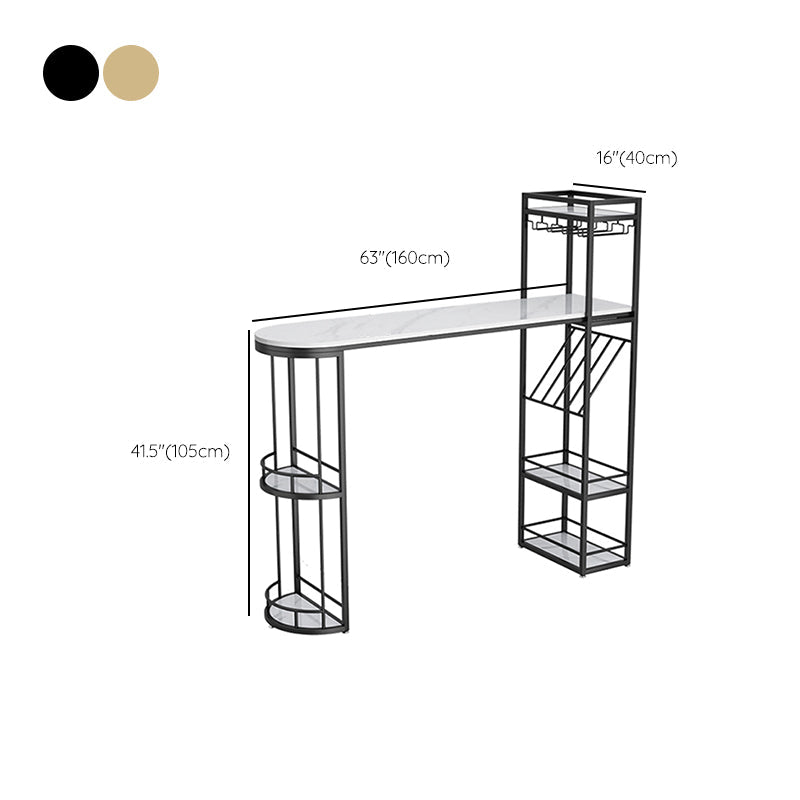 Bartisch mit Aufbewahrungsbasis aus Eisen, moderner Freiform-Bartisch mit Weinglashaltern