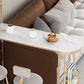 Iron Storage Base Bar Dining Table Modern Bar Table with Wine Glass Holders and Wine Rack