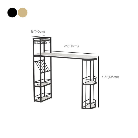 Iron Storage Base Bar Esstisch Moderner Bar Tisch mit Weinglashaltern und Weinregal