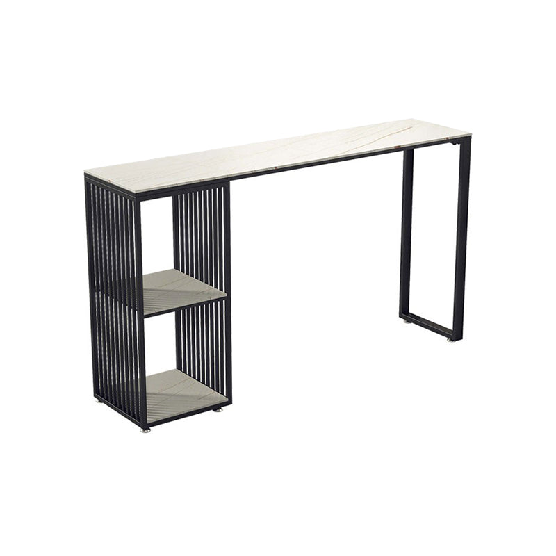 Industrial Stone Top Bar Dining Table Rectangle Bar Table with Storage Base White Without Chairs Clearhalo 'Bar Furniture' 'Bar Tables' 'bar_tables' 'furn' 'furn_bar_tables' 'Furniture' 'Kitchen & Dining Furniture' 6987321