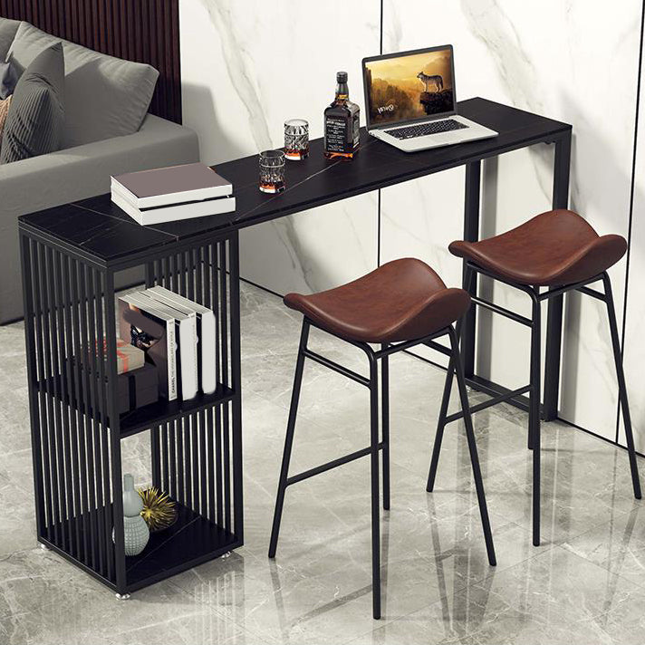 Industrial Stone Top Bar Dining Table Rectangle Bar Table with Storage Base Clearhalo 'Bar Furniture' 'Bar Tables' 'bar_tables' 'furn' 'furn_bar_tables' 'Furniture' 'Kitchen & Dining Furniture' 6987323