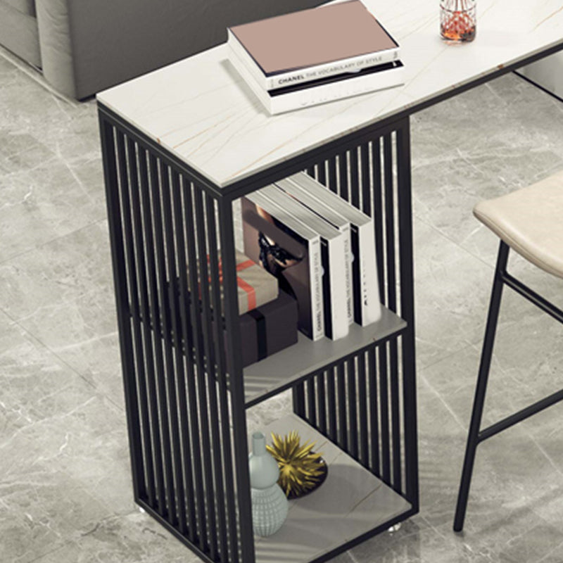 Industrial Stone Top Bar Dining Table Rectangle Bar Table with Storage Base Clearhalo 'Bar Furniture' 'Bar Tables' 'bar_tables' 'furn' 'furn_bar_tables' 'Furniture' 'Kitchen & Dining Furniture' 6987324