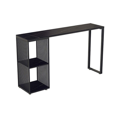 Industrial Stone Top Bar Dining Table Rectangle Bar Table with Storage Base Black Without Chairs Clearhalo 'Bar Furniture' 'Bar Tables' 'bar_tables' 'furn' 'furn_bar_tables' 'Furniture' 'Kitchen & Dining Furniture' 6987325