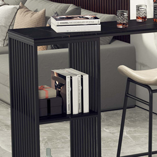 Industrial Stone Top Bar Dining Table Rectangle Bar Table with Storage Base Clearhalo 'Bar Furniture' 'Bar Tables' 'bar_tables' 'furn' 'furn_bar_tables' 'Furniture' 'Kitchen & Dining Furniture' 6987328