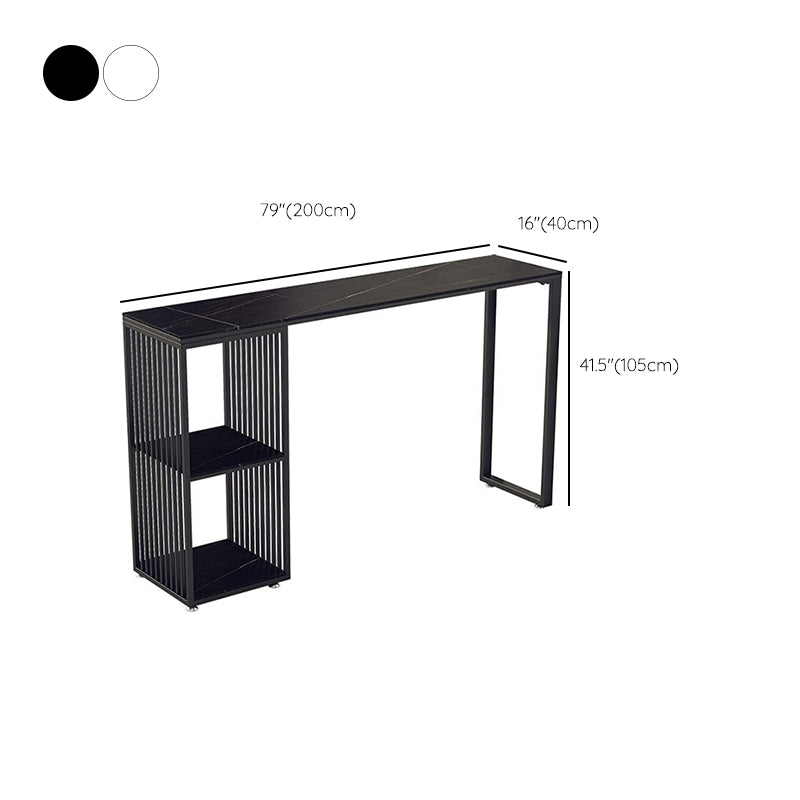 Industrial Stone Top Bar Dining Table Rectangle Bar Table with Storage Base Clearhalo 'Bar Furniture' 'Bar Tables' 'bar_tables' 'furn' 'furn_bar_tables' 'Furniture' 'Kitchen & Dining Furniture' 6987333