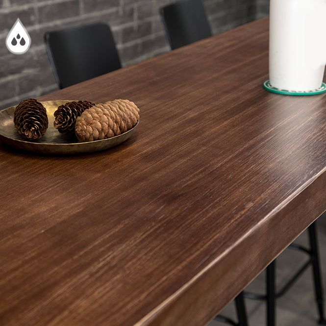 Industriële rechthoekige bartafel op hoogte, massief houten bartafel met schraagonderstel