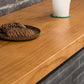 Industriële rechthoekige bartafel op hoogte, massief houten bartafel met schraagonderstel