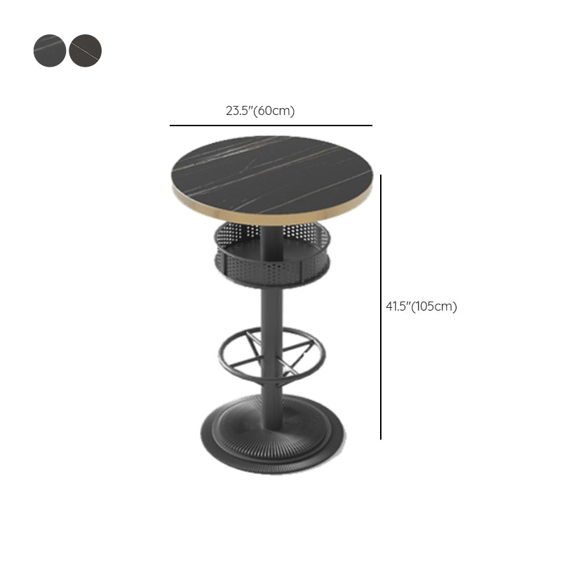 Industrial Style Bar Wine Table Black Color Bar Dining Table with Storage Clearhalo 'Bar Furniture' 'Bar Tables' 'bar_tables' 'furn' 'furn_bar_tables' 'Furniture' 'Kitchen & Dining Furniture' 6987404
